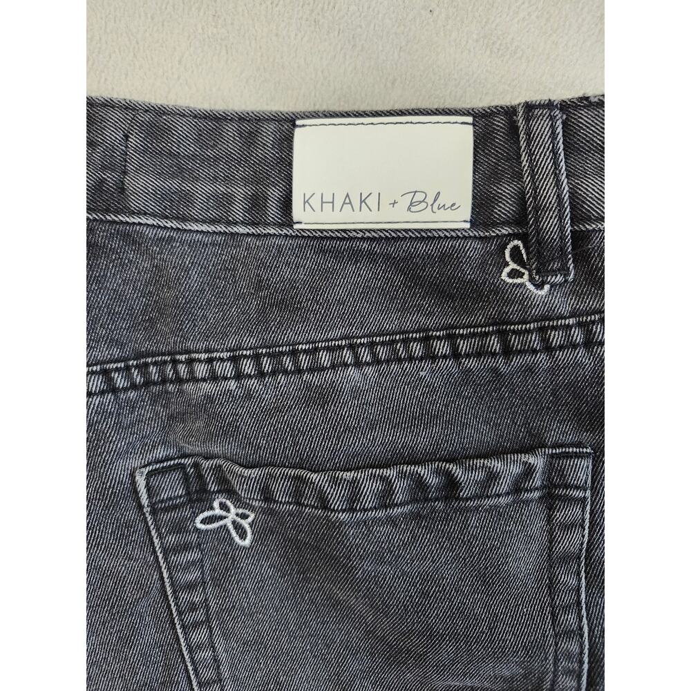 Black Embroidered Butterfly Cut off Jean SHORTS Size 11 Khaki+Blue - Picture 5 of 9